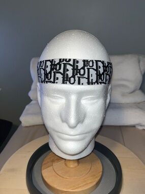 Christian Dior Black & White Oblique Stretchy Elastic Headband BRAND NEW UNISEX